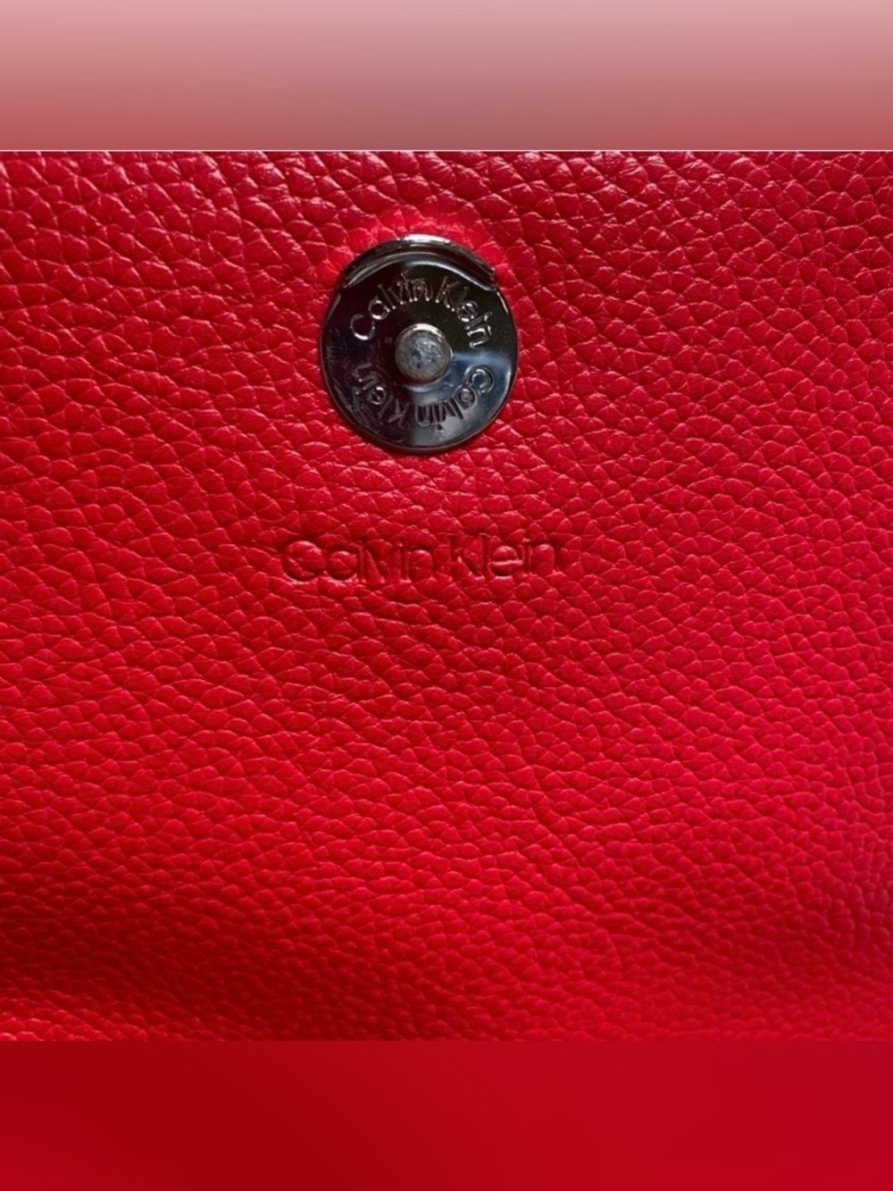 Calvin Klein Red Leather Crossbody with CK Emblem - Picture 6 of 8